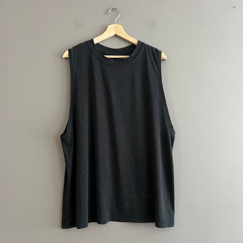 Lululemon All Yours Boyfriend Tank Black/White Speckled Crew Neck Size EST 12
